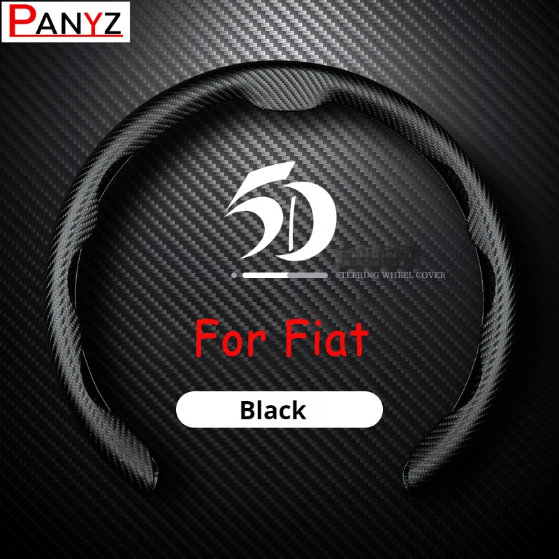 Cubierta de volante de coche con estampado de fibra de carbono para Fiat 500, Grand Punto, Fiat Abarth 595, X290, Bravo Perla, accesorios para automóviles
