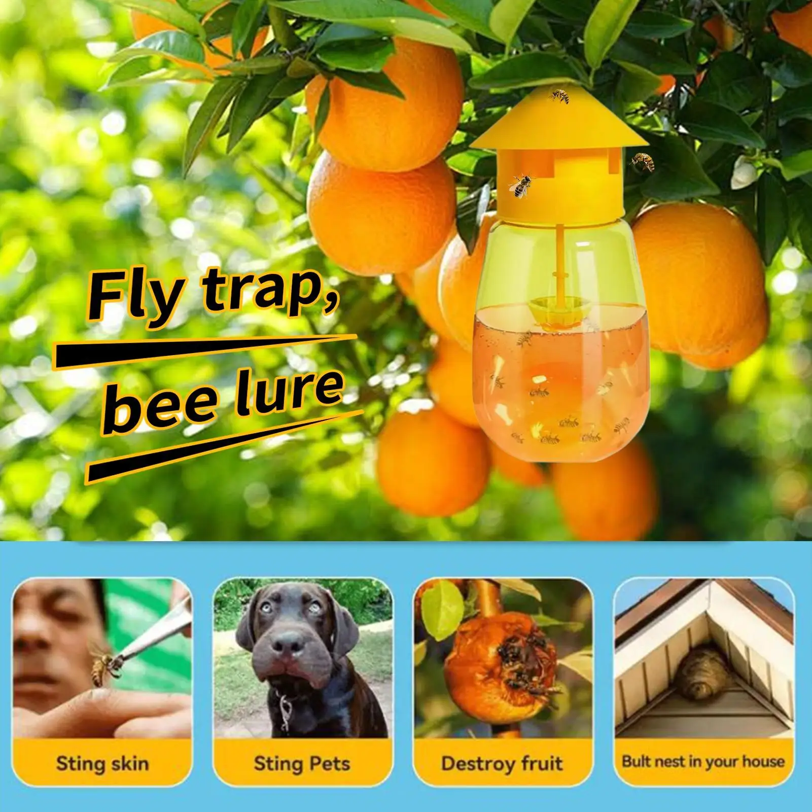 مصائد ذباب الفاكهة للداخل طعم الردع طويل الأمد خارج الفناء السائل الطعم فخ الذباب الفاكهة لنافذة الحمام المطبخ #4