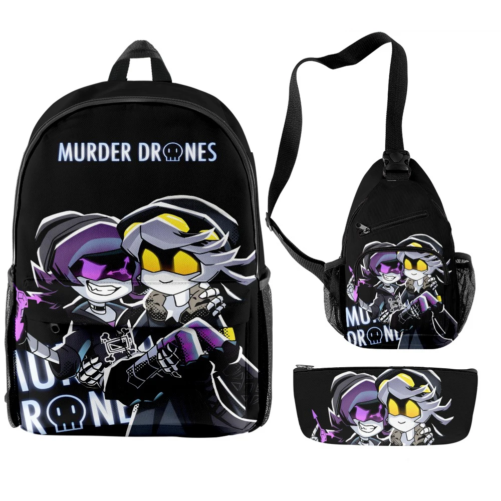 Murder Drones Backpack Cartoon Anime J N V UZI Cute Printed Shoulder SchoolBag Satchel Pencil Case Set Boy Girl Student Book Bag