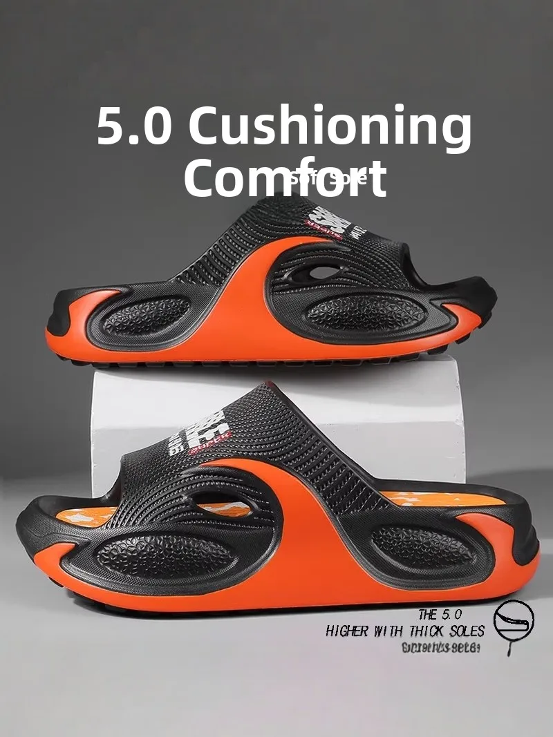Men's Summer Outdoor Slip-On Thick Bottom Anti-Slip Home Bathing Casual Sports Outdoor Sandals Youth Trend Simple Flat EVA Sl...