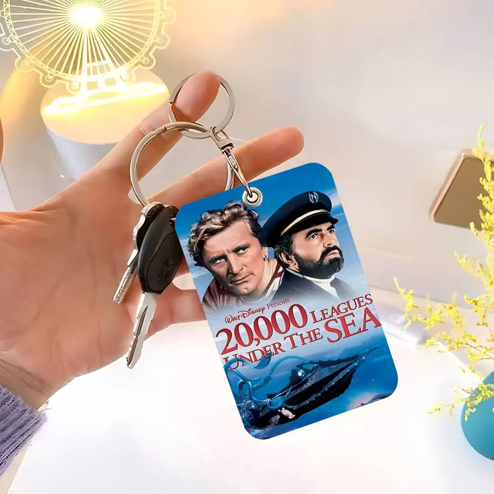 

1pc 20000 Leagues Under The Sea Card Case Keychain Access Card Bag Key Tag Ring Leather Card Holder Key Ring Access