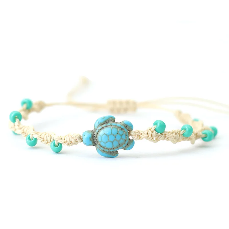 Böhmen Seil Armband Unisex Einstellbare Schildkröte Armband Sommer Strand Schmuck 4mm Reis Perle Armband Surf Brazalete Pulseira Joias – Detail 14
