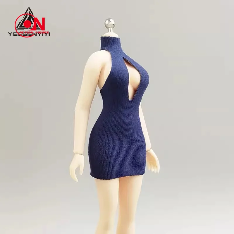 1/12 peito aberto gola alta saia curta roupas acessório modelo caber 6 ''bjd shf tbl soldado feminino figura de ação corpo bonecas