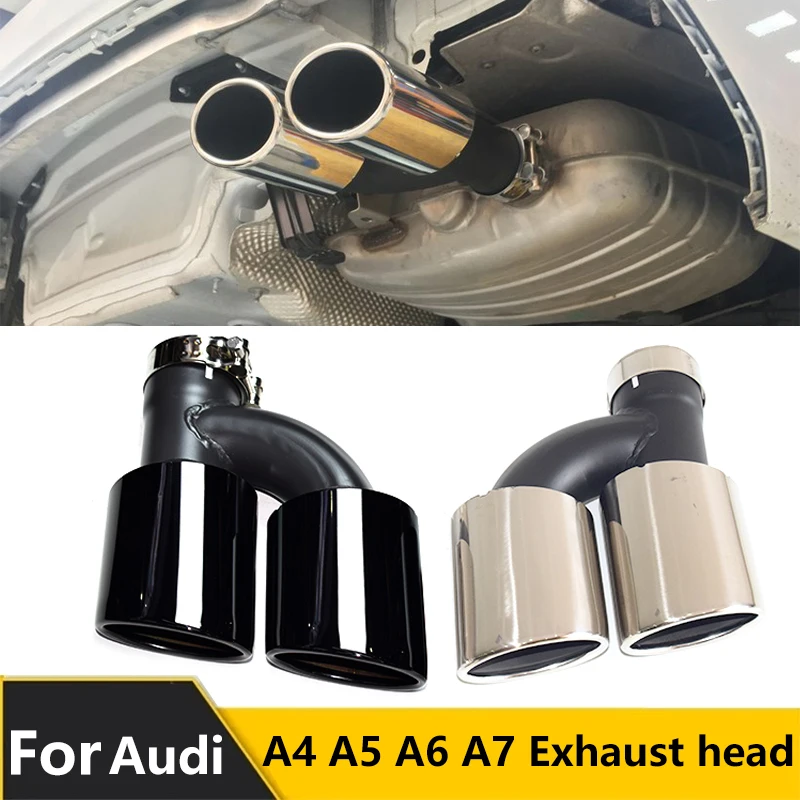 for Audi A4 A5 A6 A7 exhaust upgrade S4 S5 S6 S7 black quad outlet nozzle tailpipe tip