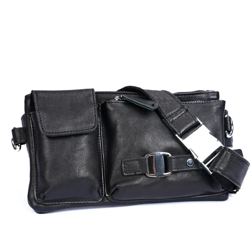 Men's crossbody bag, high-end genuine leather chest bag, square, light and simple business single-shoulder bag