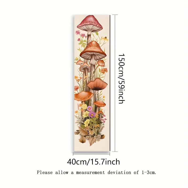 Tapestry Wall Hanging Tapestry Custom Bohemian Art Tapestry Bedroom Red and Orange Mushroom Long Vertical Tapestry White
