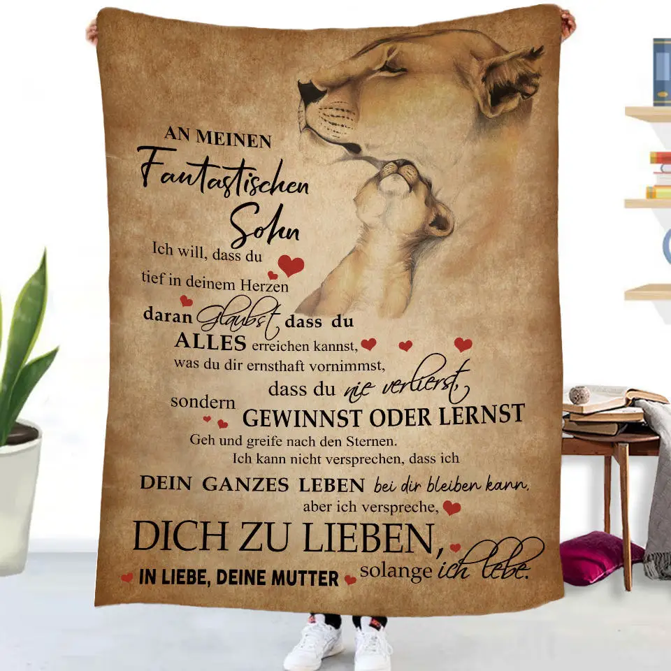 Flanelldecke mit deutschen Buchstaben „To My Daughter Son“, Weihnachtsgeschenk, warme Überwurfdecke für Bett, Sofa, Couch, Geburtstagsgeschenke, Heimkönigin – Detail 24