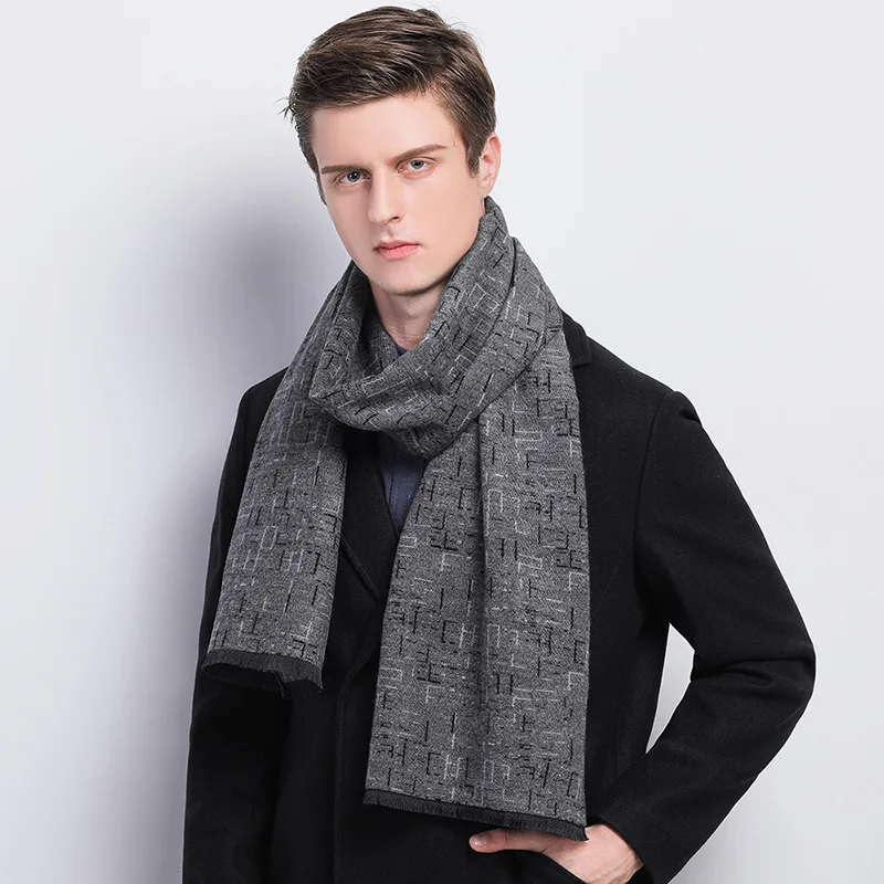 

Designer Brand Plaid Men's Cashmere Scarf Winter Warm Scarves Shawls Casual Business Long Wraps Pashmina Christmas Gift for Man