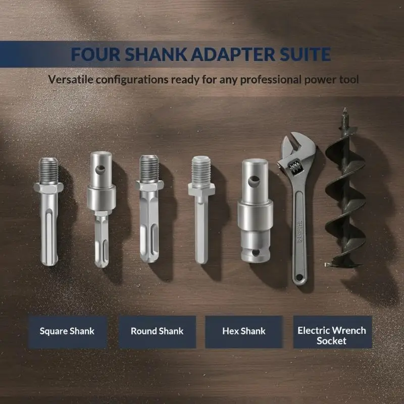 1Pc Earth Auger Adapter Tool 4 Interface Types For Impact Wrench Hammer Machine Garden Auger Drill Connector Garden Tools