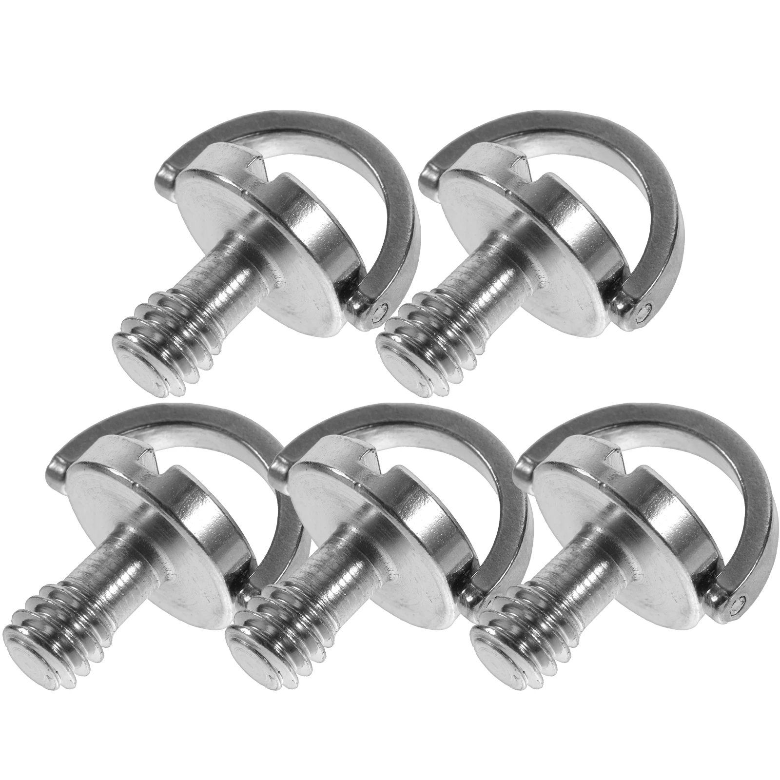 Parafuso de fixação de câmera, 5 peças 1/4 d-ring tripé montagem macho placa de liberação rápida compatível acessórios de fotografia de ferro banhado a níquel