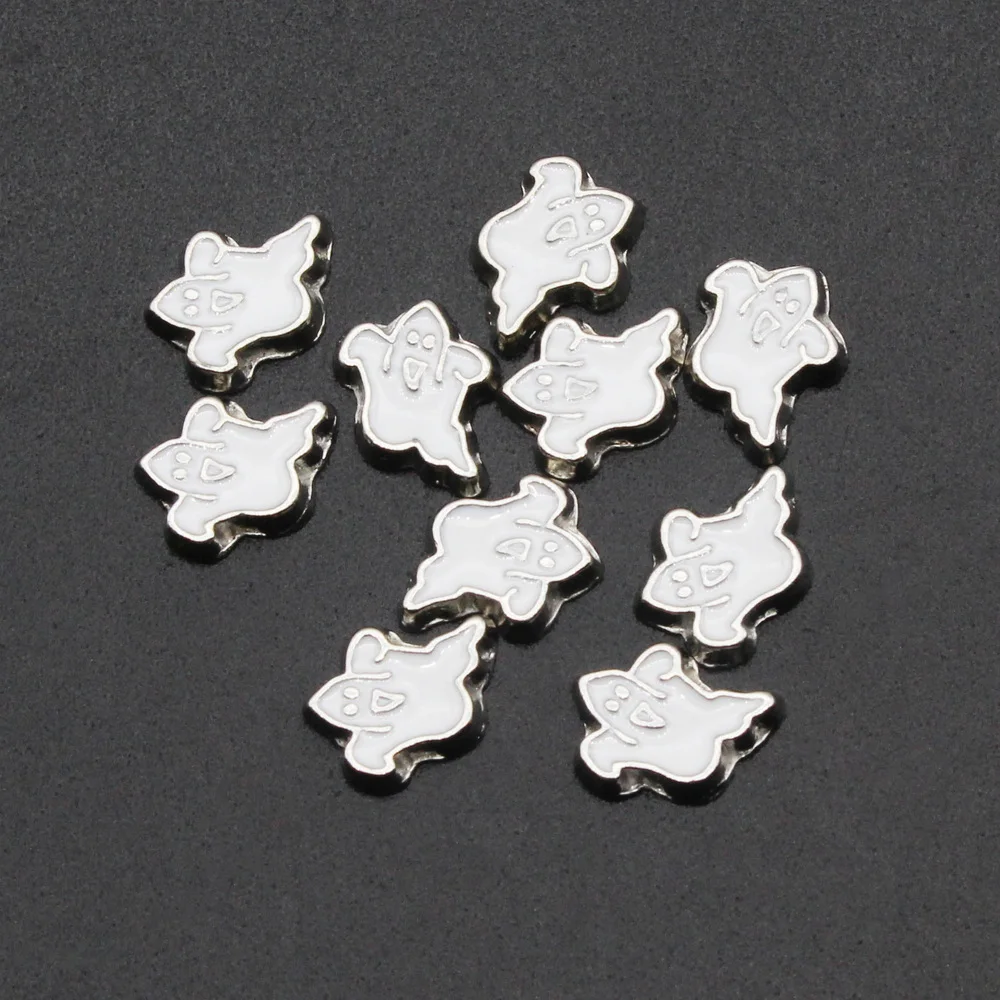 New Halloween 20pcs Bat Gost Floating Charms Living Glass Memory Lockets Bracelet Pendants Diy Jewelry Accessory