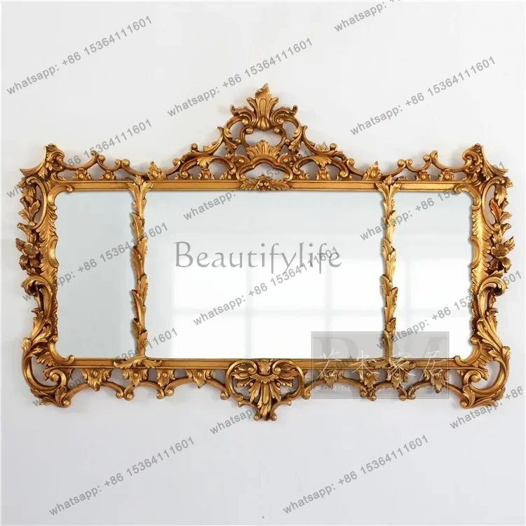 

Horizontal decorative mirror living room hanging mirror background wall dining room bathroom mirror gold European style