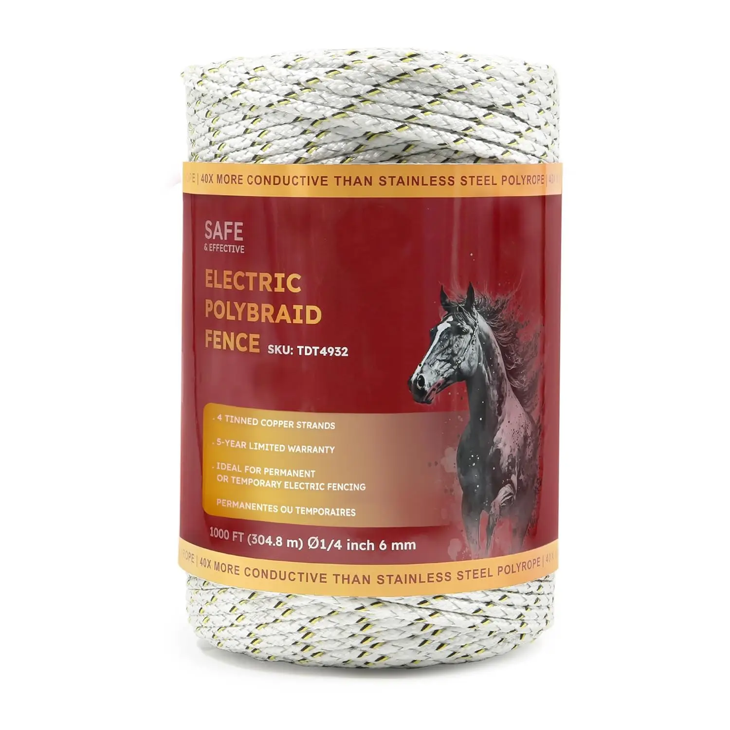 

Electric Fence Wire 1000 ft, 1/4 inch Thick Tinned Copper, Ideal for Livestock Pastures and Equine Containment