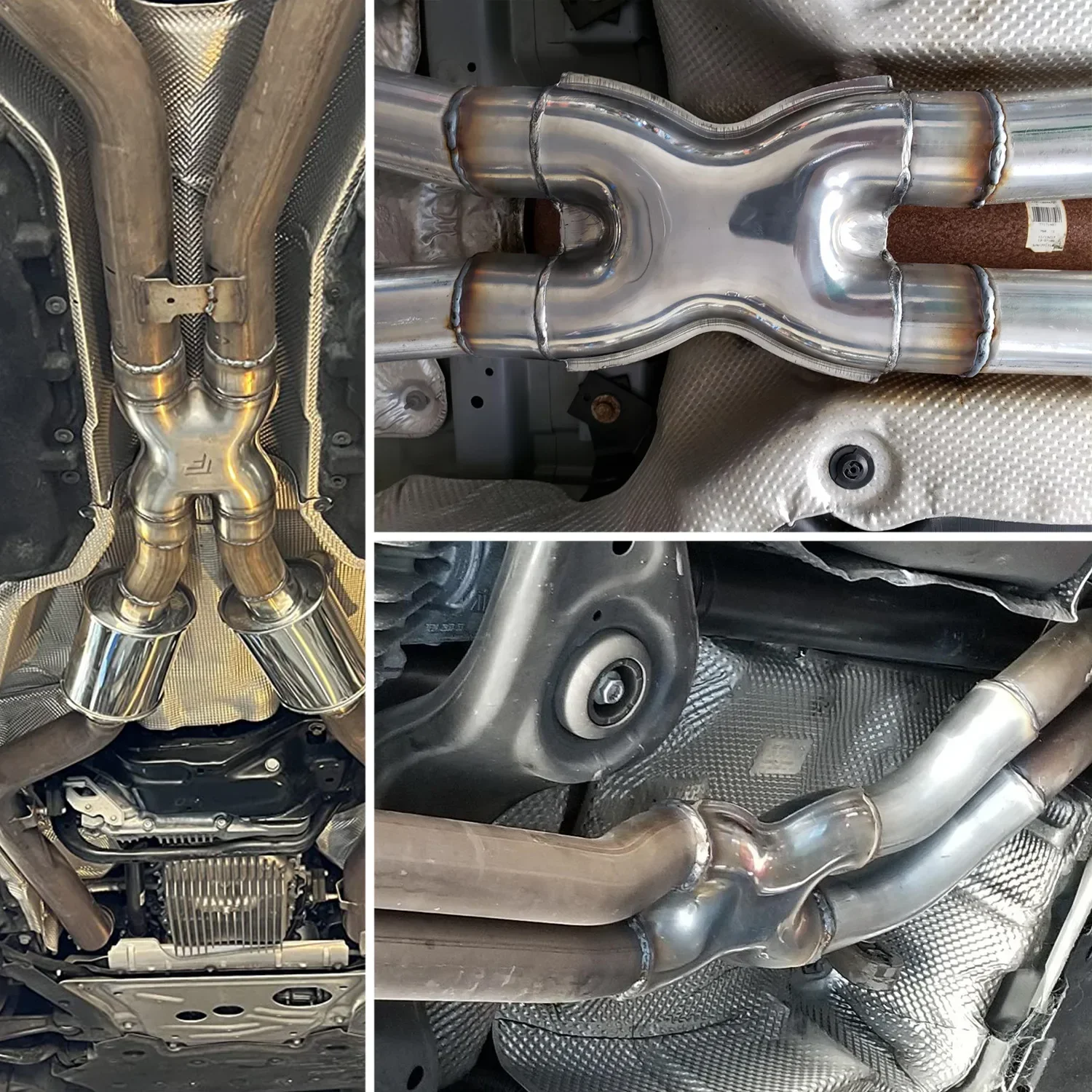 Automobile 409 stainless steel exhaust pipe modified Y-type tee H X-type four-way connecting pipe 51 57 63 76MM