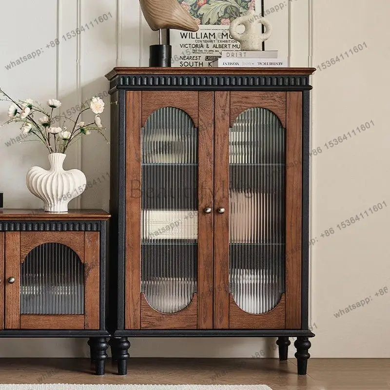 LS French retro solid wood minimalist dining side cabinet sofa storage storage TV cabinet