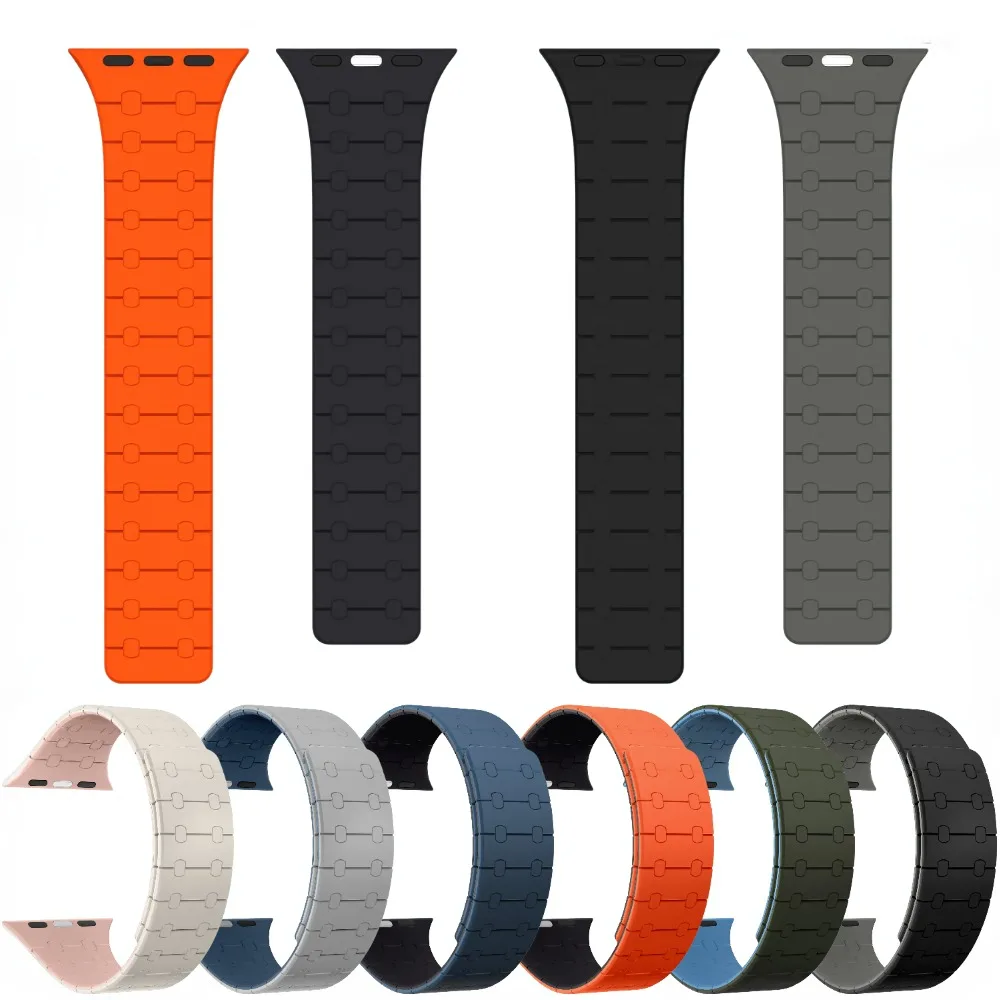 

Silicone Strap for Apple Watch Band 44mm 40mm 45mm 41mm 49mm Magnetic Bracelet iWatch Series Ultra 9 8 7 6 5 4 SE 42mm 38mm Band