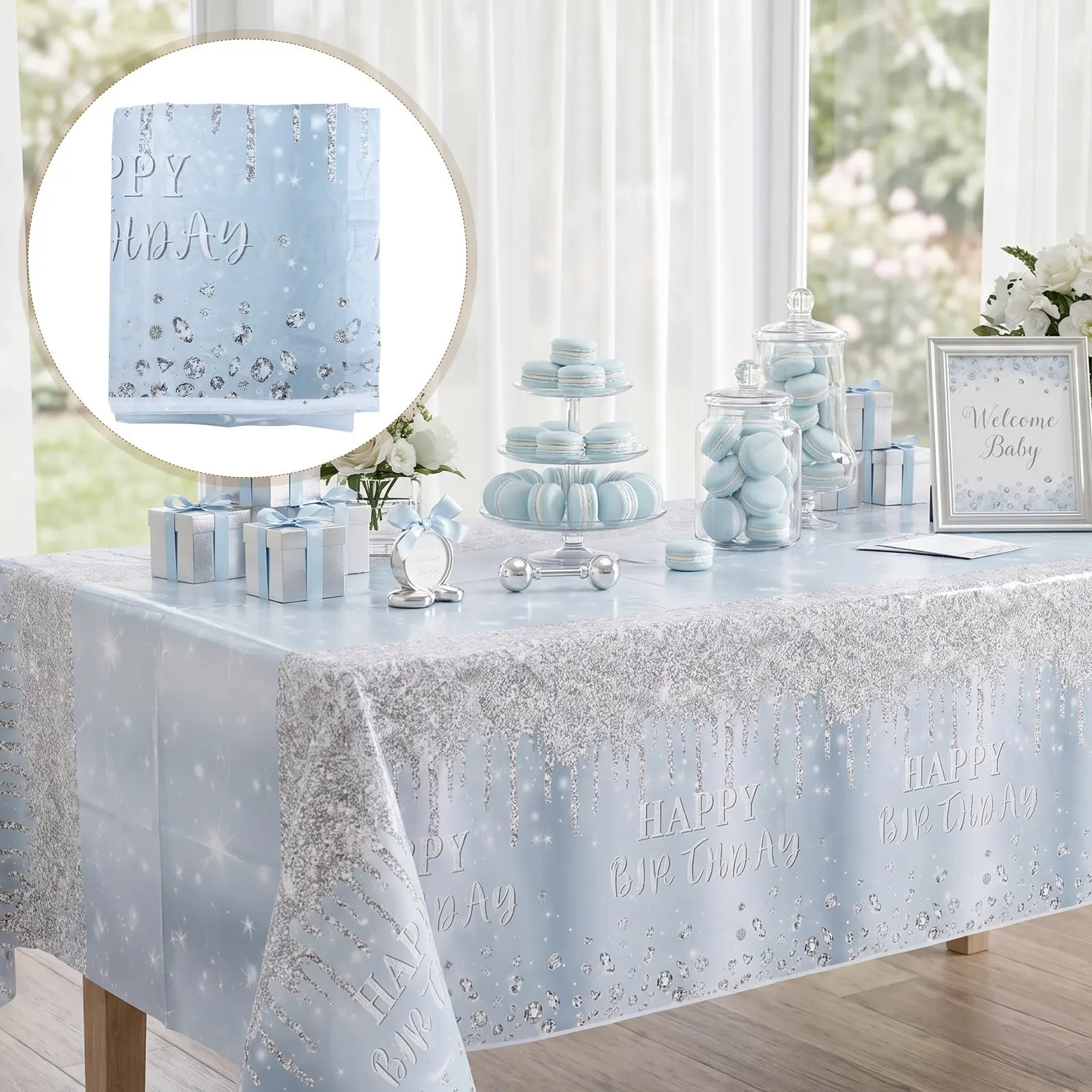 2pc Taplak Meja Plastik Sekali - Glitter Tablecloth ulasan dan harga