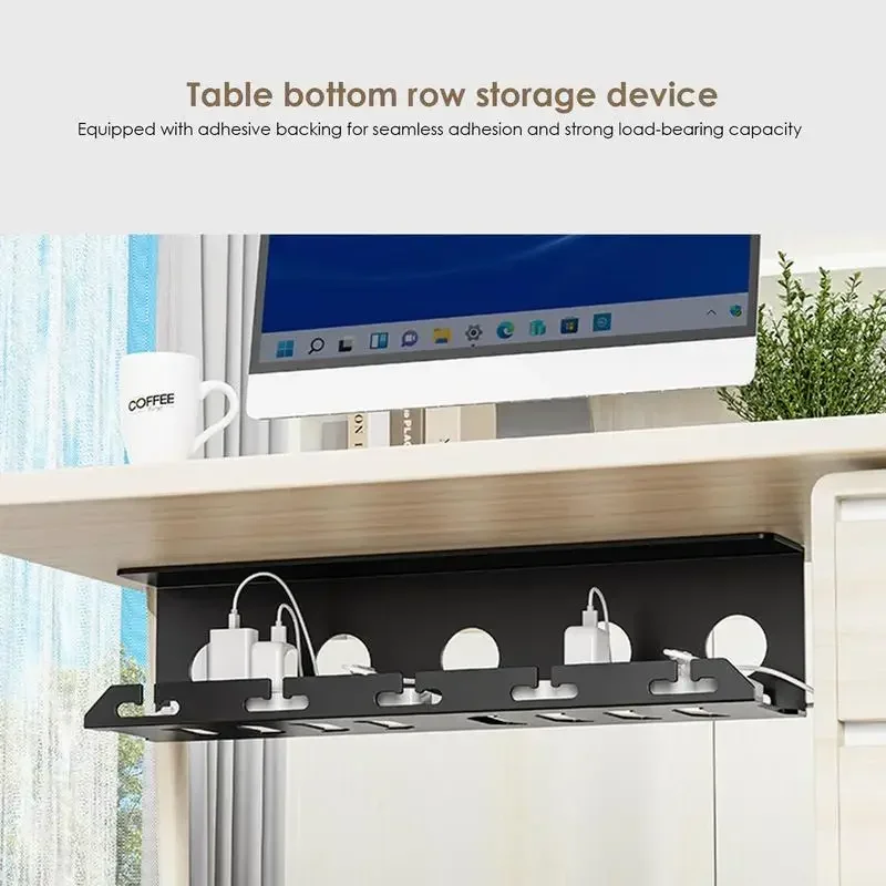 تحت مكتب إدارة الكبلات علبة كابلات معدنية تحت المكتب مع حامل سلك قطاع الطاقة المشبك بدون حفر لوازم واسعة قوية #5