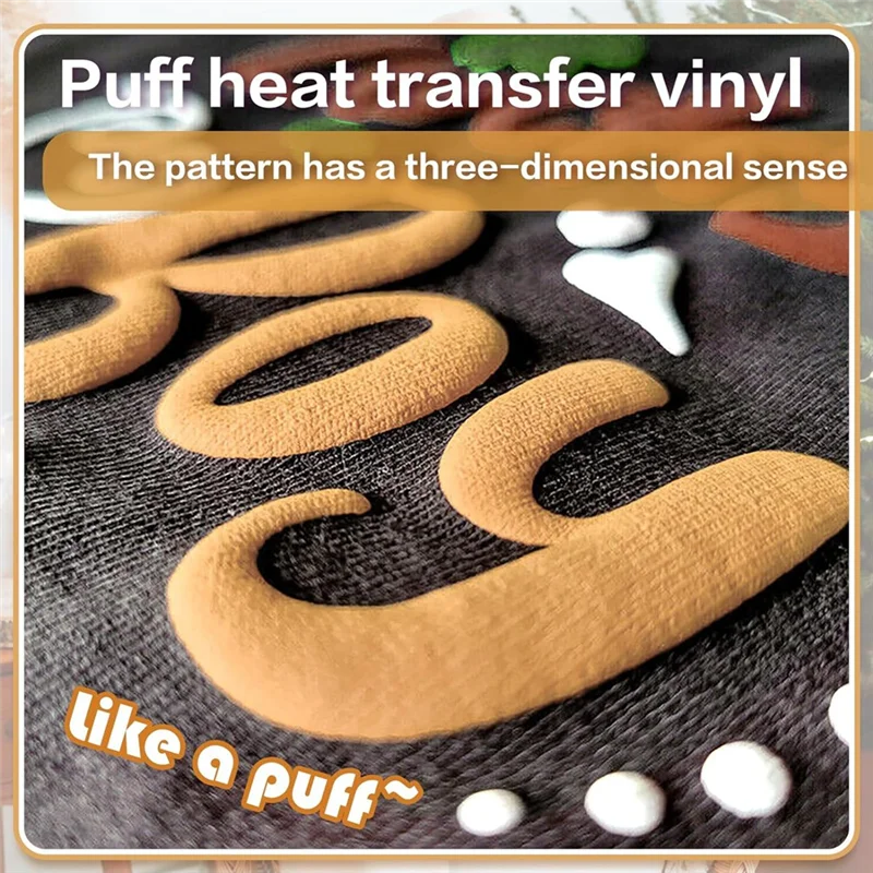 Puff Heat Transfer Vinyl 3D Puff Vinyl Heat Transfer HTV Iron On Puff Vinyl 5 Sheets For DIY T-Shirt Fabric Craft Durable