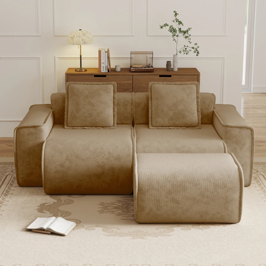 Streamlined Design Modular 2 Seat L Shape Sectional Boneless Sofa with French Edge Piping, No Assembly Required, 2-Seat Sofa Co