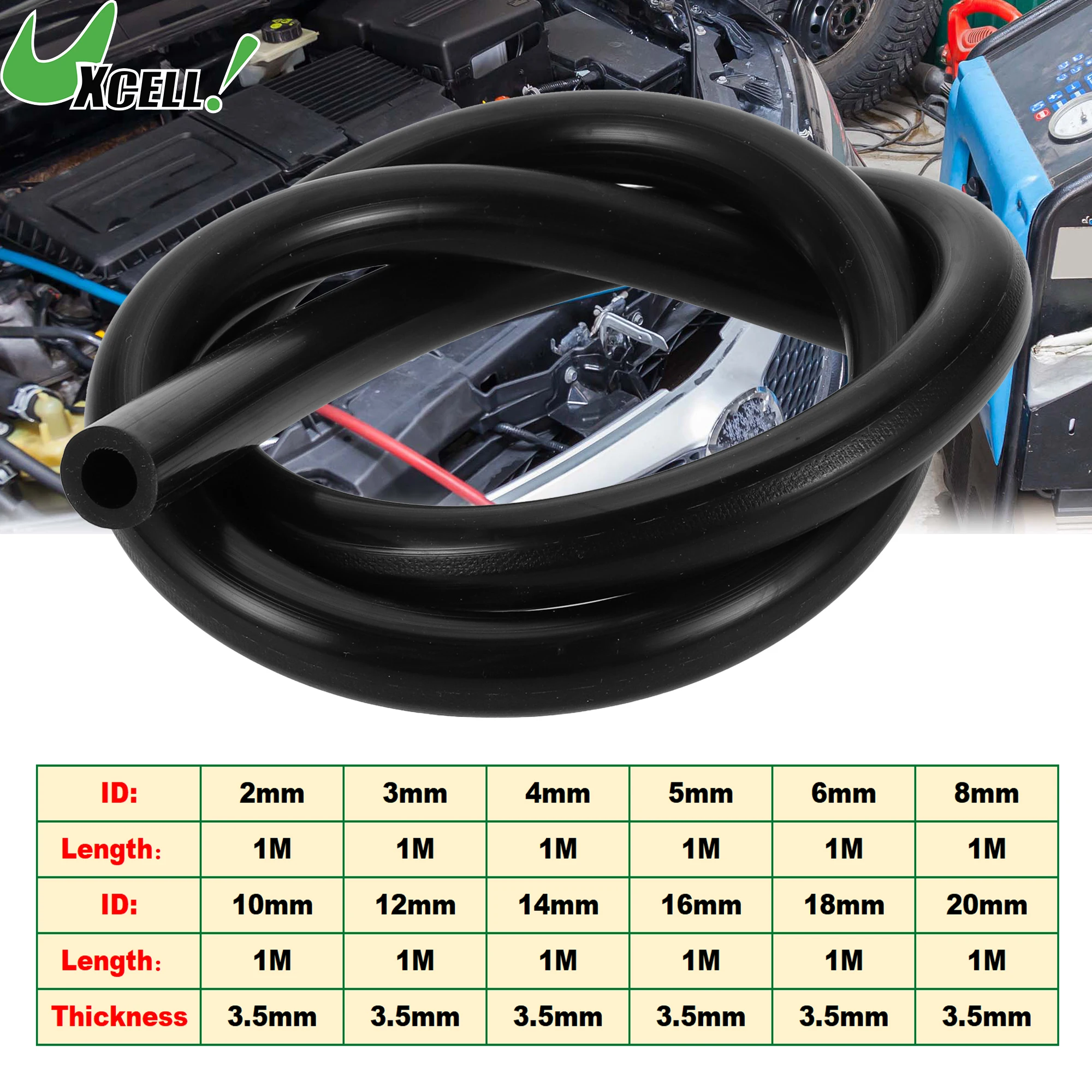 

UXCELL 1M Long Silicone Vacuum Tubing Hose Engine Car Vacuum Line Silicone High Temperature 2mm-20mm ID 3.5mm Thickness