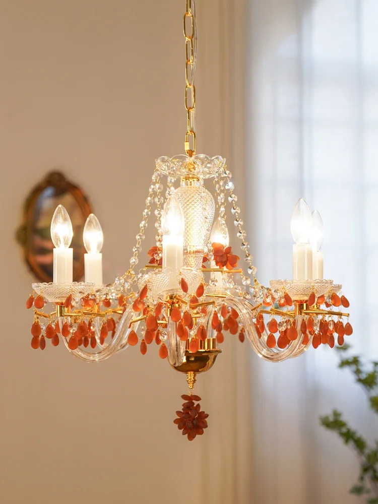 Italian retro glass personality daughter room French  bedroom restaurant grape cloakroom Crystal Chandelier
