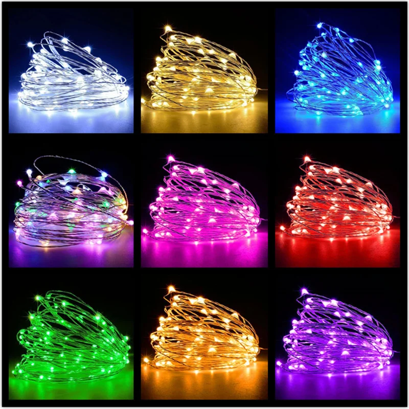 1/2/3/5/10/20M LED Fairy Lights Battery Powered Silver Wire String Lights For Bedroom Garden Party Wedding Christmas Decoration