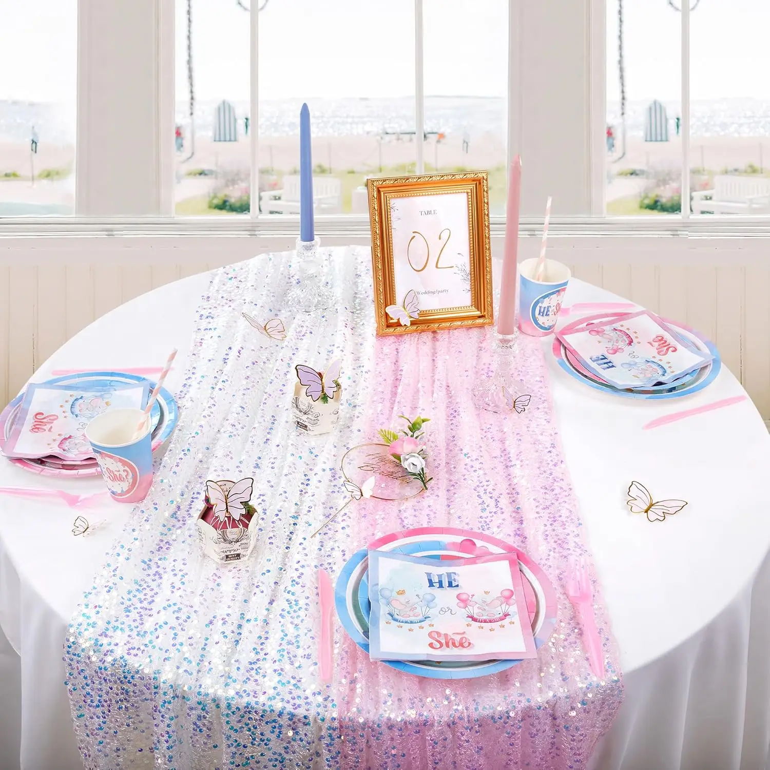 4 Stück rosa schillernde Paill – Table Runner Sequin Bewertung und Preis