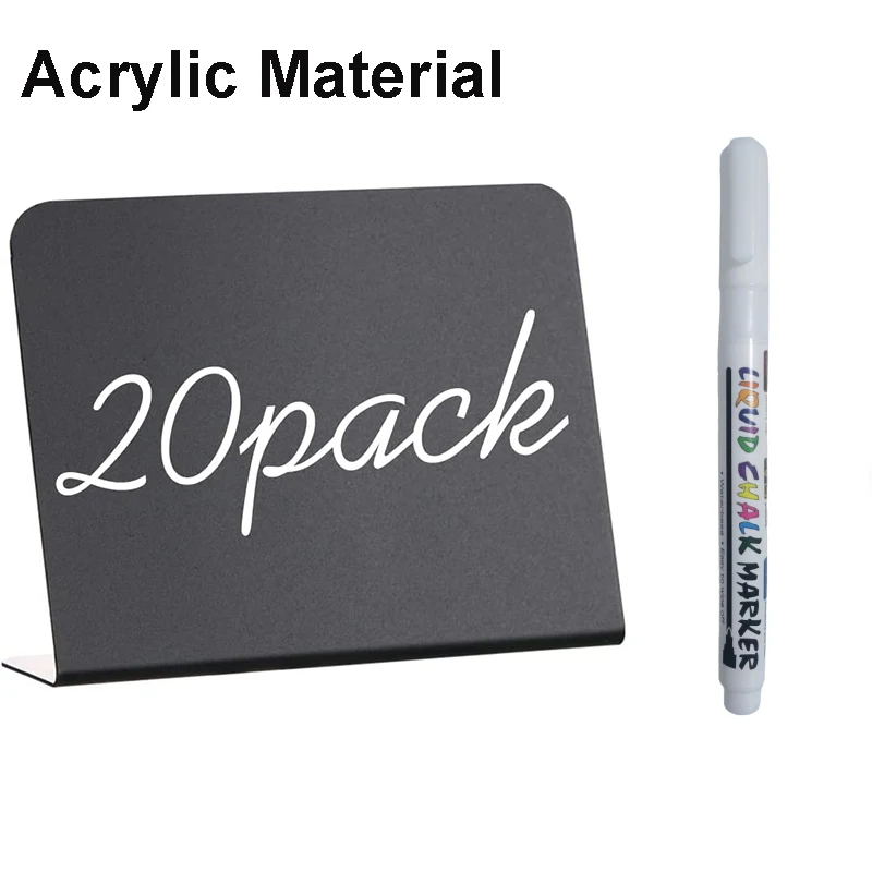

L 12/20 Pack 4"x3" PVC Mini Chalkboard Signs for Chalk Sign for Food - Party - Buffet - Table Sign Chalkboard - Wedding - Bakery