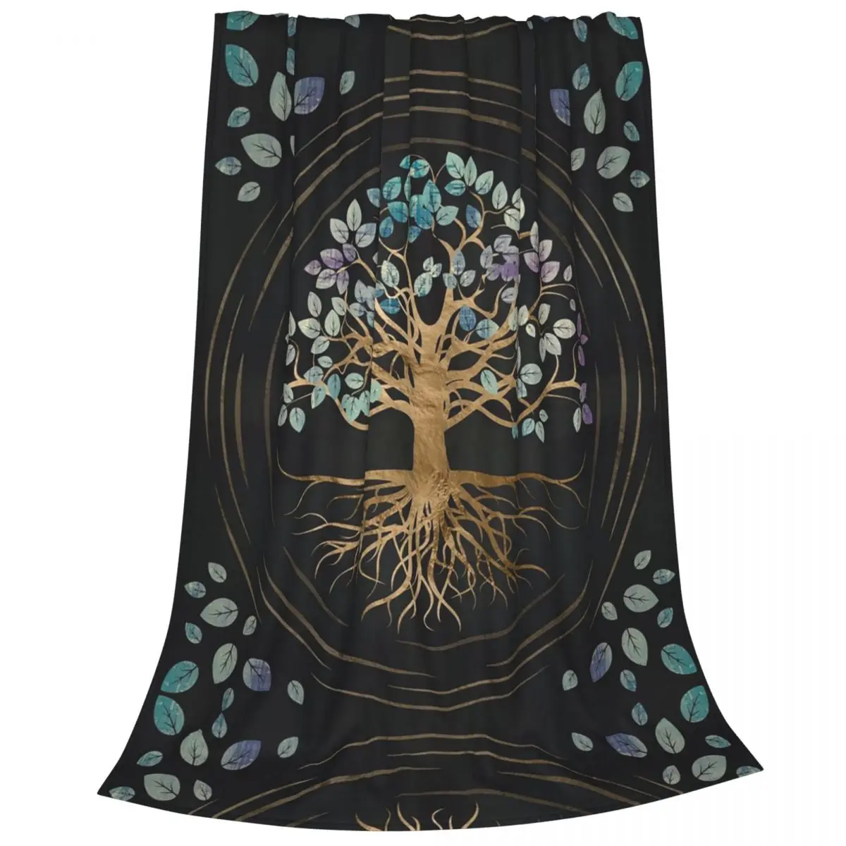 Tree Of Life - Yggdrasil - Gold And Painted Texture Blanket Fleece Super Soft Sofa Throw Blankets For Couch Throws Bedspread