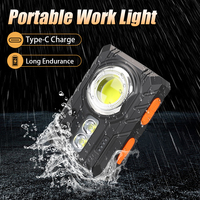 Mini Portable 2 * XPE Flashlight USB C Rechargeable Pocket Flashlight COB Floodlight EDC Magnet Torch Wave Induction Jacket Lamp
