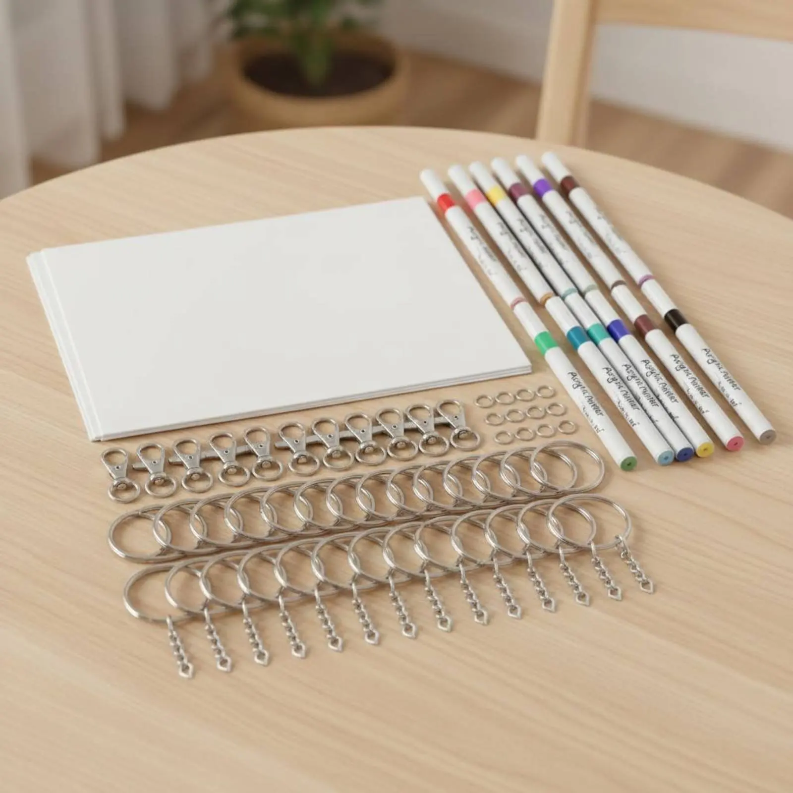 87 Pieces Shrink Paper Keychain Kit Allall-Inclusive Set Shrink Plastic Sheet Kit DIY Keychain Craft Supplies Includes Markers view 3