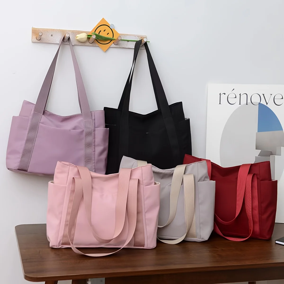 Simple Tote Shoulder Bag, Casual Large Capacity Handbag, Portable Storage Bag For Shopping