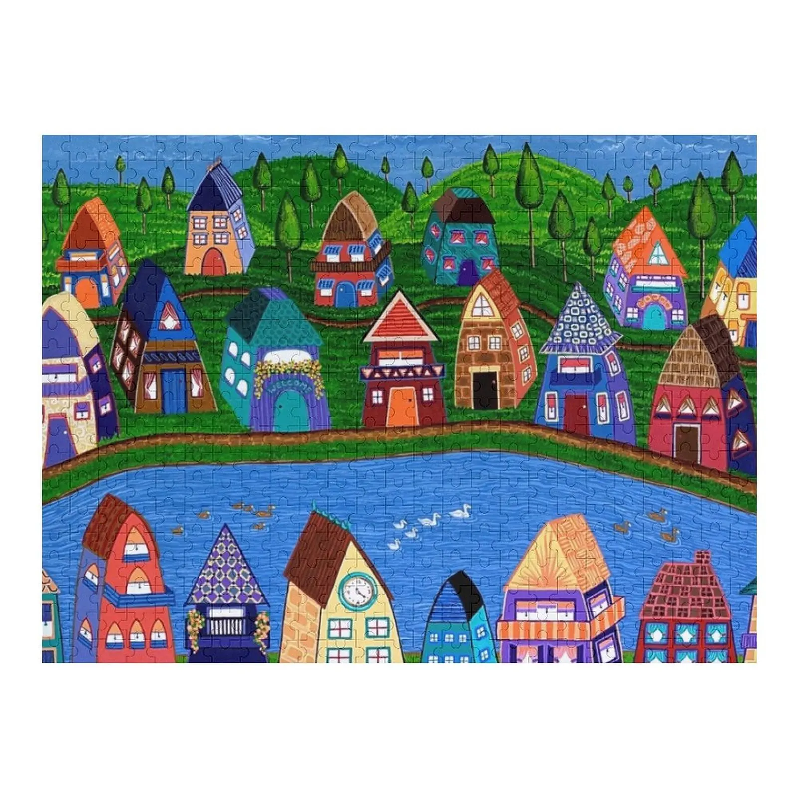 

Пазл Tiny Houses by the River с персонализированными фотографиями, персонализированные подарки, индивидуальный детский подарок, пазл на заказ