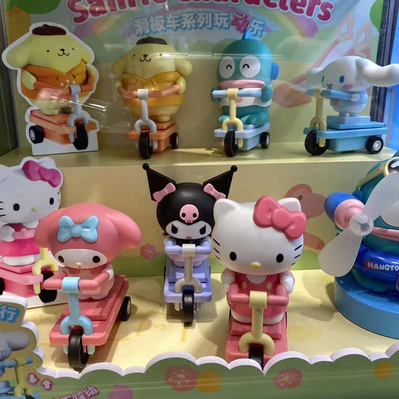 Sanurgente Scooter Series Blind Box Figure, Kuromi, Cinnamoroll, Keroppi Action Figure, Auckland, Pompon, Purin Kerokero Model Statue, Cadeau pour enfants