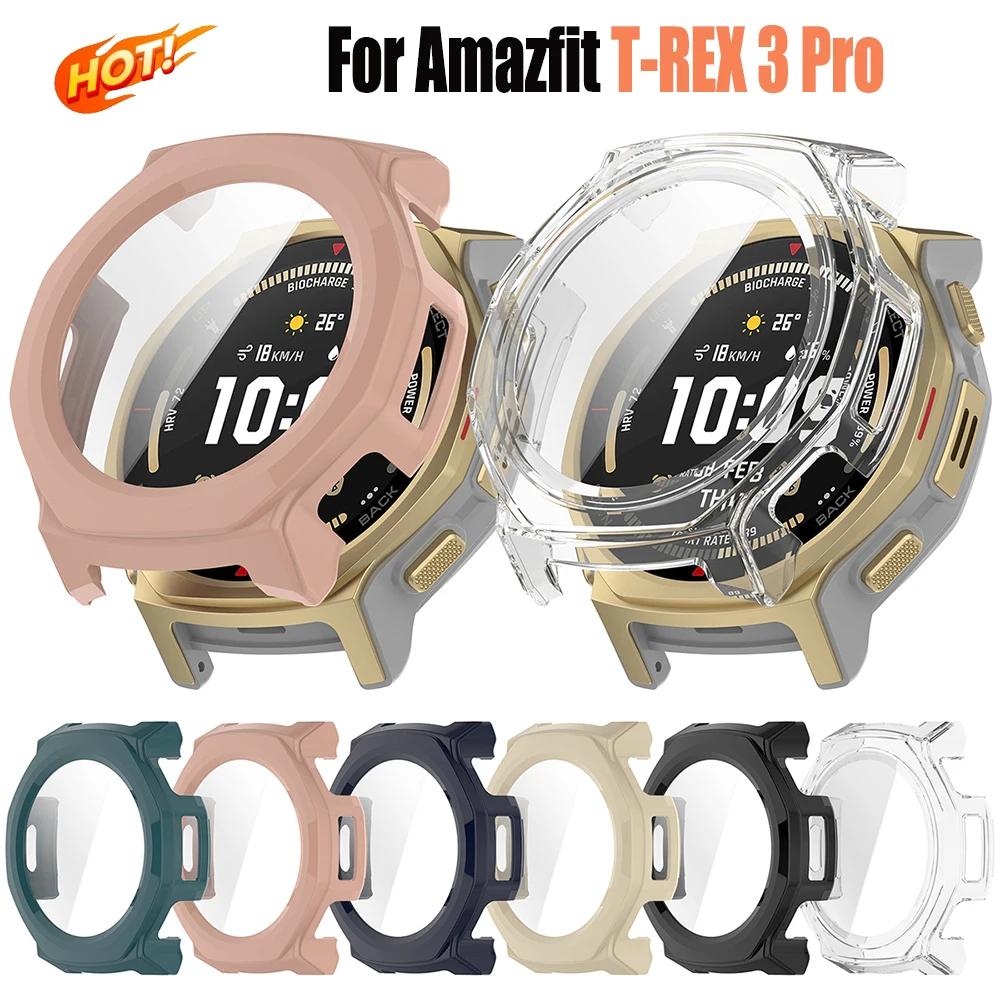 Gehärtetes Glasgehäuse, Displayschutzfolie für Huami Amazfit T-REX 3 Pro Watch, vollständiger Schutz, Stoßfänger für Huami Trex3 Pro 44 mm, Zubehör