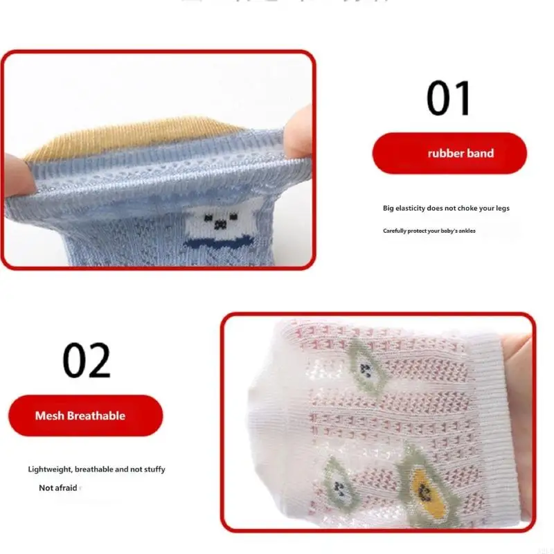 Children's Stretch Ankle Socks 5 Pairs Cotton Blend Skid Proof Design Floor Socks With Nonslip Dots For Little Feet A2UB