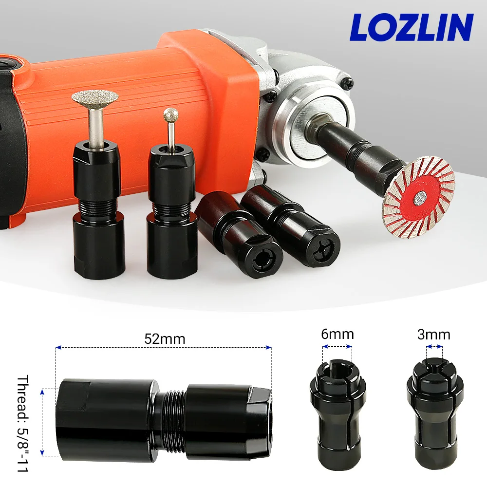 LOZLIN Angle Grinder to Die Grinder Adapter 3mm 6mm 1/8