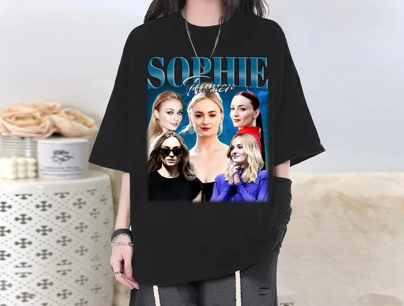 Camiseta Sophie Turner, cuello redondo Sophie Turner, camiseta vintage, camiseta casual