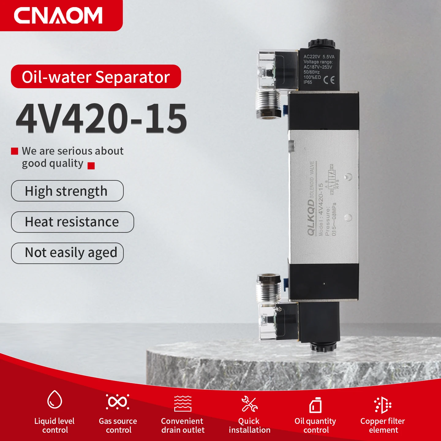 4V420-15 5/2 Way Double Coil Air Control Valve for Industrial Automation Systems Pneumatic Solenoid Valve