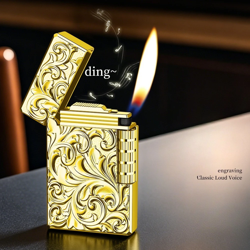 New Commemorative Edition Luxury Butane Lighter Single Open Flame Ping Sound Natural Paint Cigarette Smoker's Choice