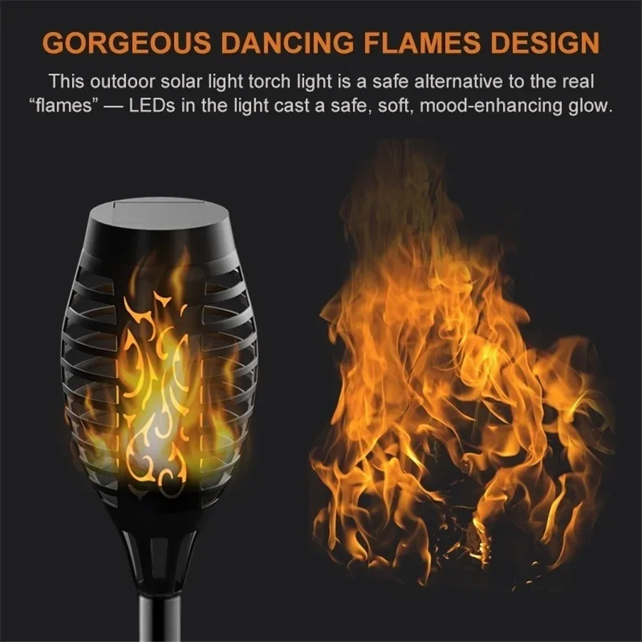 GGbingo Solar Flame Lights LED Torch Flickering Light Waterproof Outdoor Garden Lawn Decor for Yard Patio Path Floor Lamp