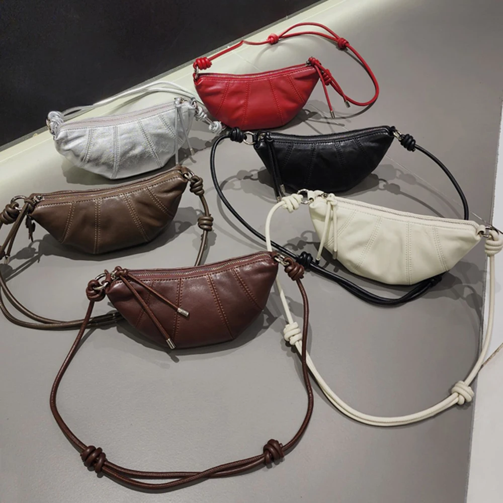 SHELKSBAG 2026 New Real Leather Fashion Lady Dumpling Bag Versatile Woman Shoulder Underarm Bag Crossbody Small Croissant Bags
