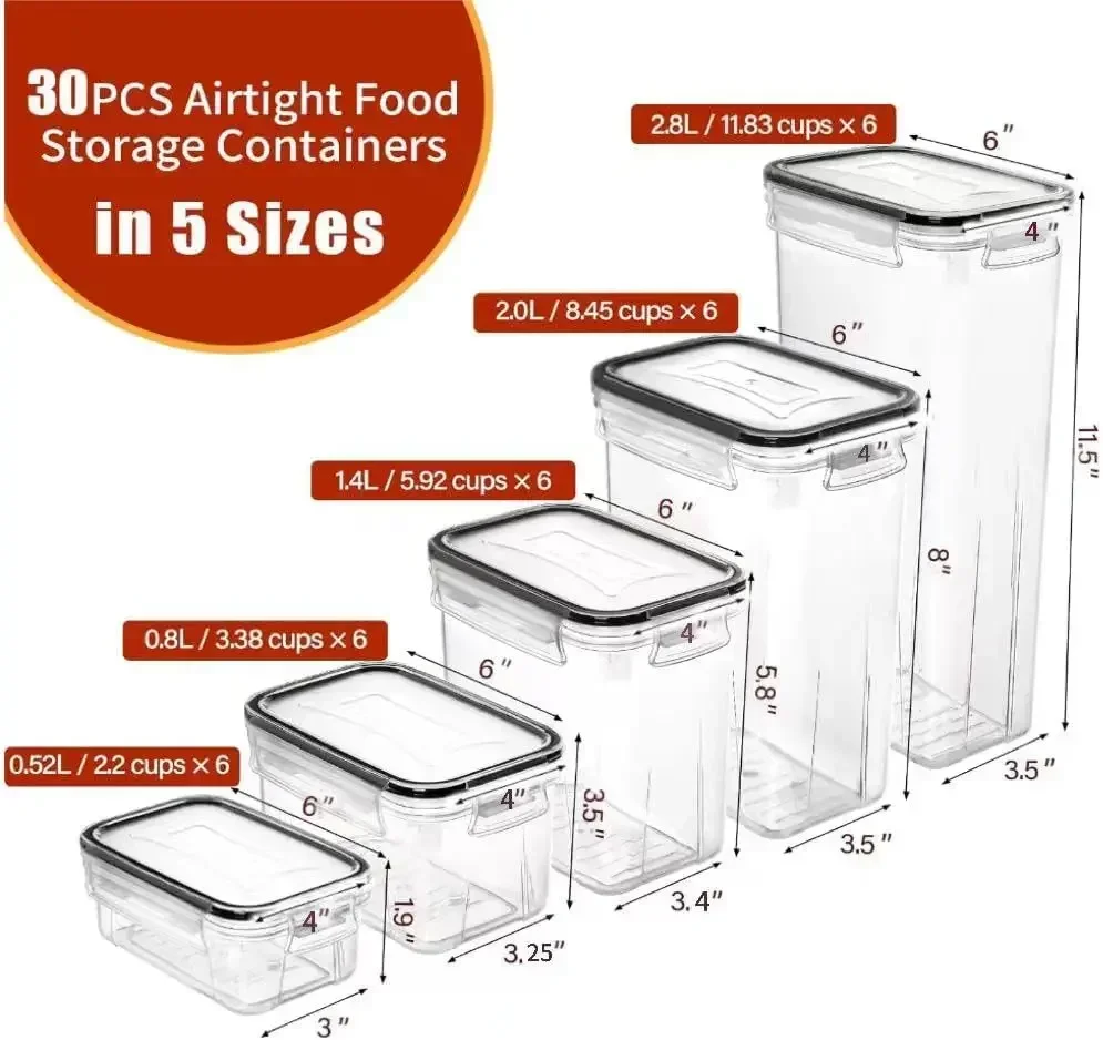 Airtight Food Storage Containers for Kitchen Pantry Organization and Storage, Plastic Storage Canisters