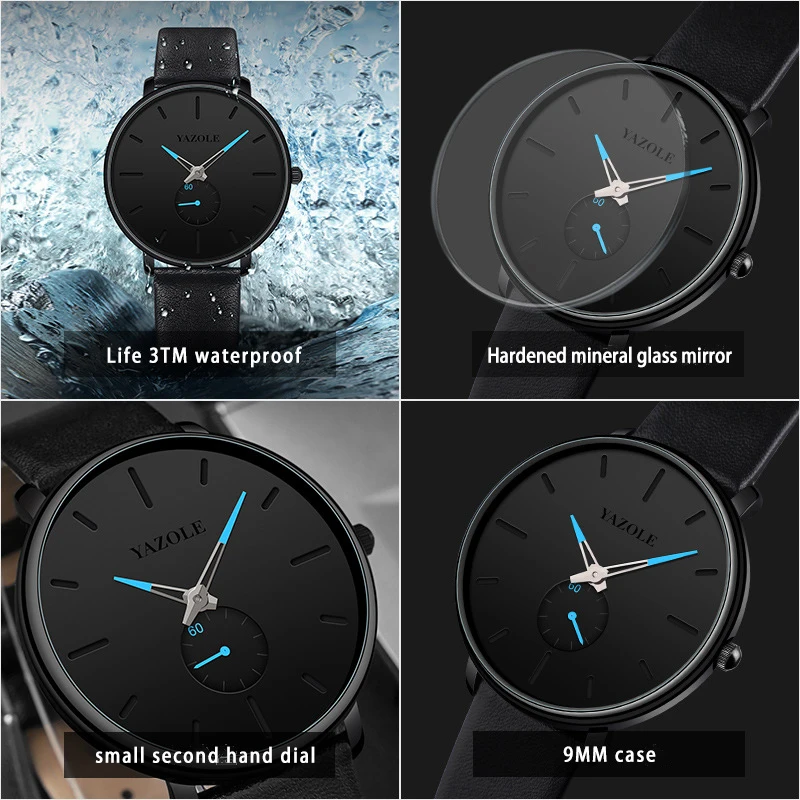 อุทัย BK129 นาฬิกาแฟชั่นและเรียบง่ายสําหรับผู้ชายกันน้ํา 30 เมตรนาฬิกาควอทซ์ส่องสว่างนาฬิกาธุรกิจนาฬิกาของขวัญสําหรับผู้ชาย