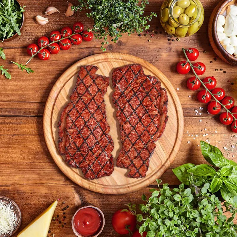 2Pcs Artificial PVC Steak Simulation Food Model Cooked Roast Beef Meat Home Kitchen Market Display Photography Props-A73M