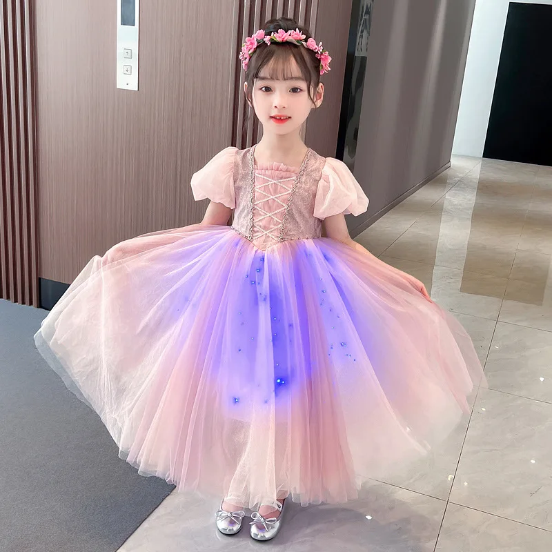 Girls' Lepei Princess Dress Summer New Luminous Skirt Children's Birthday Dress 61 Performance Dress Pettiskirt