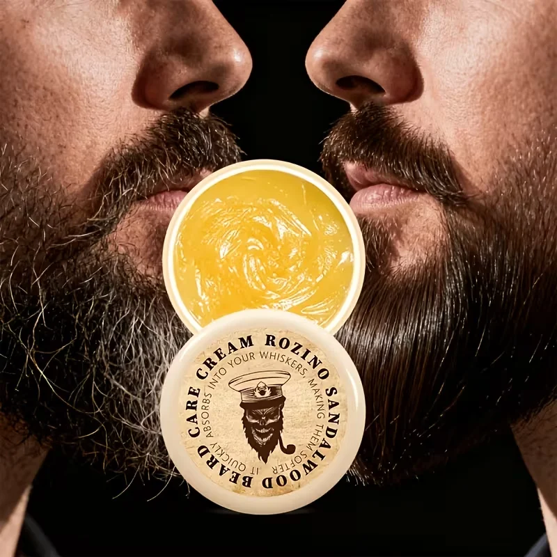 【Herbst- und Winter-Anti-Trockenheits-, Anti-Frizz- & Multi-Effekt-All-In-One】Premium-Sandelholz-Bartbalsam für Männer, 20g, fester Balsam, glättet Frizz sofort mit nur einem Auftragen, spendet sofortige Feuchtigkeit, macht den Bart weich, glättet Frizz, bietet einen moderaten Styling-Effekt, 72 Stunden lang anhaltende Feuchtigkeitspflege, beseitigt trockene, gespaltene Enden und Frizz, ermöglicht die einfache Gestaltung verschiedener Bartstile, geeignet für Dating und tägliche Bartpflege. – Detail 1