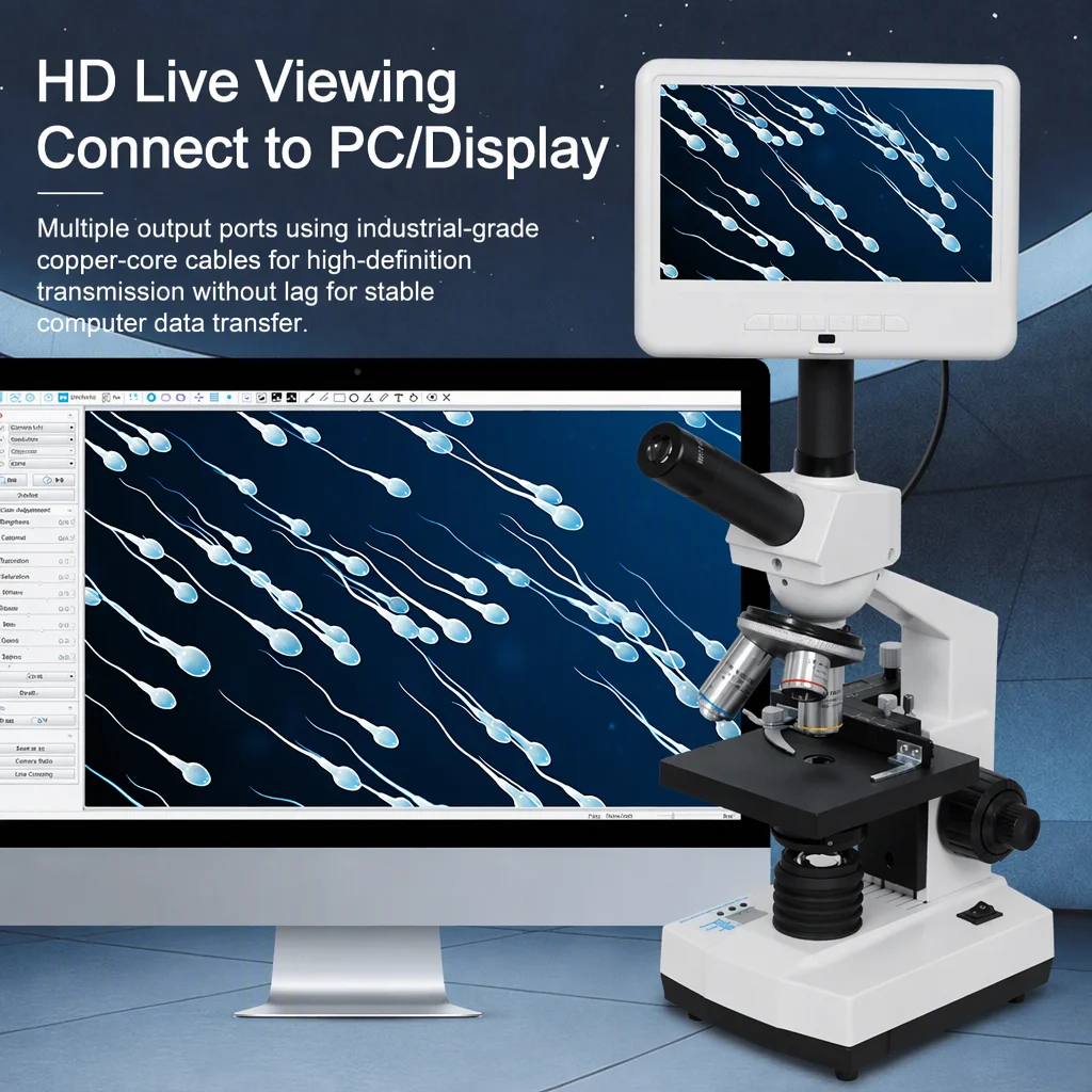 7/10.5inch Ultra-Clear Constant Temperature Heating Biological Microscope To See Sperm 195 Achromatic Objective Sperm Detector