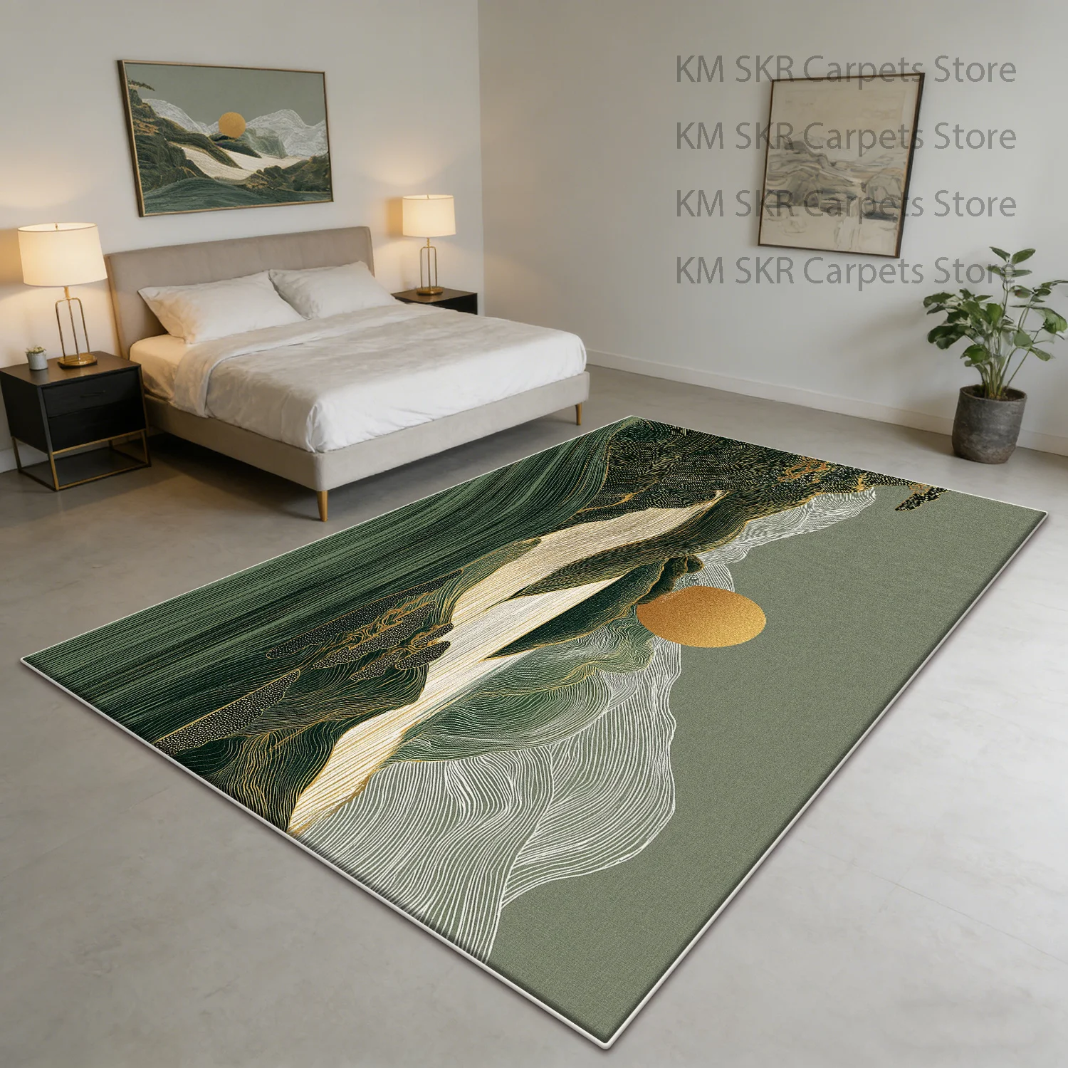 Moderner grüner Schlafzimmerteppich, Dekoration für Zuhause, maschinenwaschbar, rutschfest, für Esszimmer, Küche, weicher, flauschiger Teppich für Wohnzimmer, Sofa, Bodenmatten
